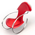 Red Modern Leisure Chair with Metal Frame and Curved Design