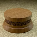 Elegant Wooden Cylindrical Base With Intricate Carved Patterns And Smooth Surface 3d model