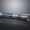 Sci-Fi Weapon Featuring Metallic Cylindrical Structure And Detailed Components 3D Rendered On Dark Background 3d model