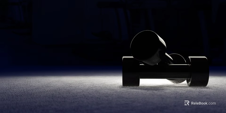 Gym Dumbbell Sports Equipment With Focused Light Placed On Floor In Fitness Environment 3d model 