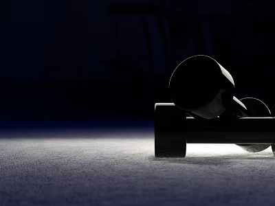 Gym Dumbbell Sports Equipment With Focused Light Placed On Floor In Fitness Environment 3d model