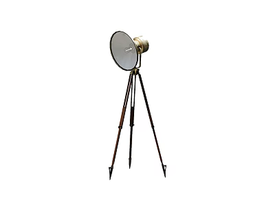 Vintage Tripod Floor Lamp With Round Metal Shade For Living Room Decor 3d model