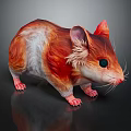 Cute Hamster With Red And White Fur Black Eyes And Pink Paws On Black Background