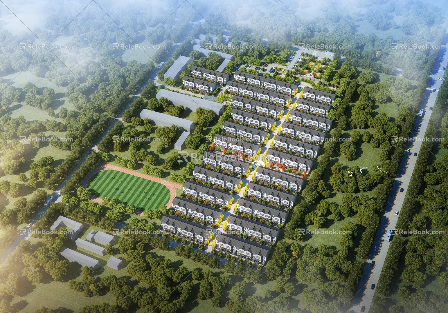 A bird's-eye view of a Chinese-style nursing home 3d model