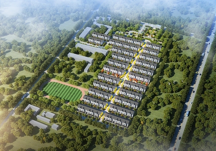 A bird's-eye view of a Chinese-style nursing home 3d model