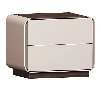 Modern Bedside Table With Two Drawers Dark Wood Top And Light Body 3d model