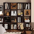 Stylish Modern Bookshelf With Books Leopard Art Storage Boxes And Decorative Ornaments
