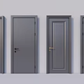 Modern Gray Hinged Doors Collection With Various Handle Styles And Frame Details 3d model