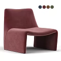 Burgundy Velvet Accent Chair With Modern Curved Design And Comfortable Seating