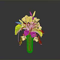 Decorative Plant With White Flowers Green Leaves And Green Berries In Vase