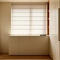 Modern Minimalist Entryway With Beige Walls Wooden Flooring And Roller Blinds
