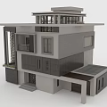 Modern Two Story Detached Villa With Large Glass Windows And Gray Exterior Design