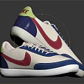 Nike White Blue Pink Sneakers With Green Tongue And Classic Design