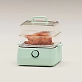 Light Green Two Tier Food Steamer With Transparent Steaming Layers And Knob Control Kitchen Appliance