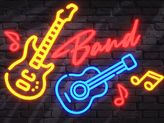 Neon light with music light box light word coffee pub decoration 3d model