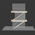 Modern Minimalist Three Story Staircase With Wooden Handrails White Steps And Reflective Floor