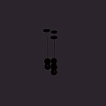 Modern Hanging Chandelier with Black Light Brown Transparent Spherical Balls and Smooth Metal Chains