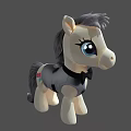 Cute Plush Pony Doll with Gray White Fur Big Eyes Gray Outfit and Colorful Logo