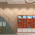 Modern Lobby Interior With Chandeliers Turquoise Walls Staircase And Bookshelves