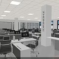 Modern Office Interior With Workstations Computers Ergonomic Chairs Windows And Ceiling Lights 3d model