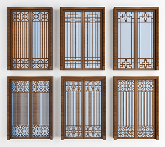 Chinese sliding door sliding door 3d model