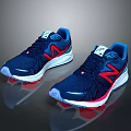 New Balance Blue Running Shoes With Red Accents Mesh Upper And White Sole