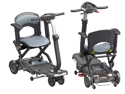 Electric Mobility Scooters With Foldable Design Gray Black Seats And Four Wheels 3d model
