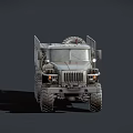 Military Heavy Duty Truck With Large Tires And Camouflage Cargo Bed Loaded With Barrels