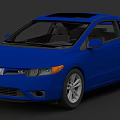 Blue Honda Civic Coupe Exterior with Black Roof and Silver Alloy Wheels