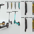 Various Colored Electric Scooters In Different Styles Displayed On Floor And Wall