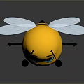 Cute Cartoon Bee Character With Yellow Body Black Eyes Blue Bow Tie and Wings