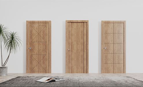 Modern swing door single door room door wooden door bedroom door 3d model