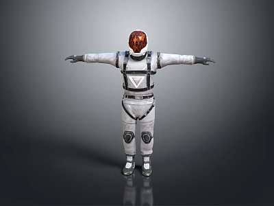 White Astronaut Spacesuit Costume With Red Helmet And Protective Design Elements 3d model
