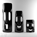 Black Decorative Ornament Set with Facial Contour Cutouts and Different Sizes for Modern Home Decoration