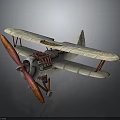 Vintage Biplane Airplane With Red Propeller And White Wing Details In Classic Style