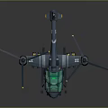 Modern Military Drone With Green Cockpit Canopy Gray Body Multiple Rotors And Yellow Accents