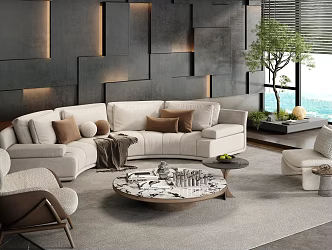 Minotti Modern Italian Sofa Combo 3d model