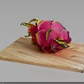 Fresh Pink Dragon Fruit on Wooden Cutting Board with Black Background