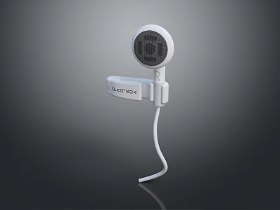 DIGIPHY White Computer Microphone With Clip Design Circular Mesh And Cable 3d model