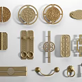 Traditional Ornate Brass Cabinet Handles With Various Shapes And Intricate Patterns