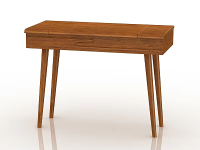 Simple Wooden Dressing Table With Single Drawer And Slender Legs Design 3d model
