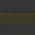 Olive Green Fabric Covered Bench Furniture With Wrinkled Design And Long Shape