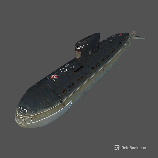Vintage Military Submarine Featuring Classic Hull Design And Conning Tower Details 3d model 