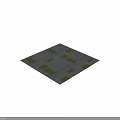 Gray Stone Pavement Ground With Regular Pattern And Square Grass Plots 3d model