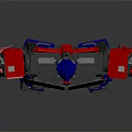 Transformers Robot Model Featuring Red Blue Gray Colors And Mechanical Standing Structure
