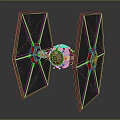 Sci-Fi Starfighter With Twin Hexagonal Wings Central Cockpit Metallic Black Red Accents And Detailed Design