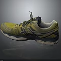 Yellow And Navy Blue ASICS Running Shoes With Mesh Design And Cushioned Sole