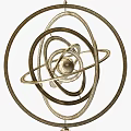 Ornamental Metal Sphere Sculpture with Intricate Ring Design and Decorative Base