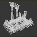 Detailed Ancient Classical Stone Architectural Components With Columns Pedestal And Steps