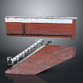 Red Brick Wall And Staircase Structure Design With Modern Architectural Model 3d model